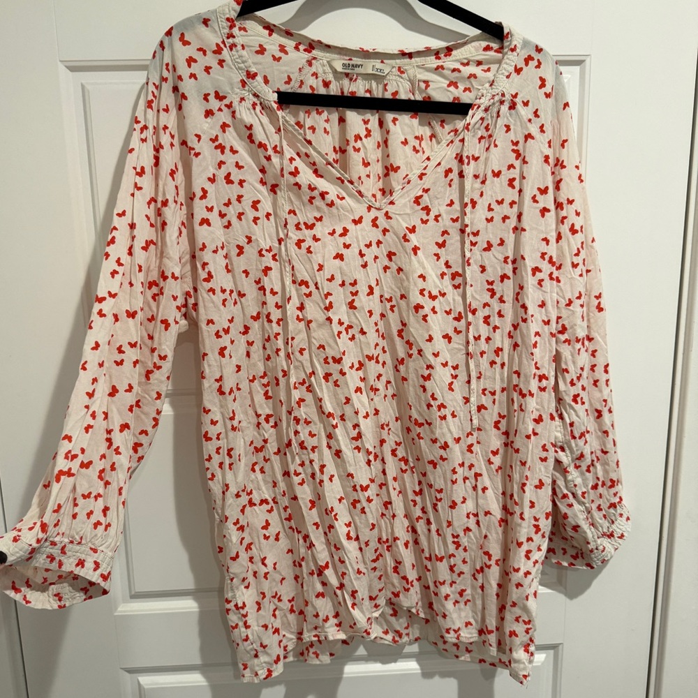 Old Navy Boho Peasant with Butterflies Top XXL